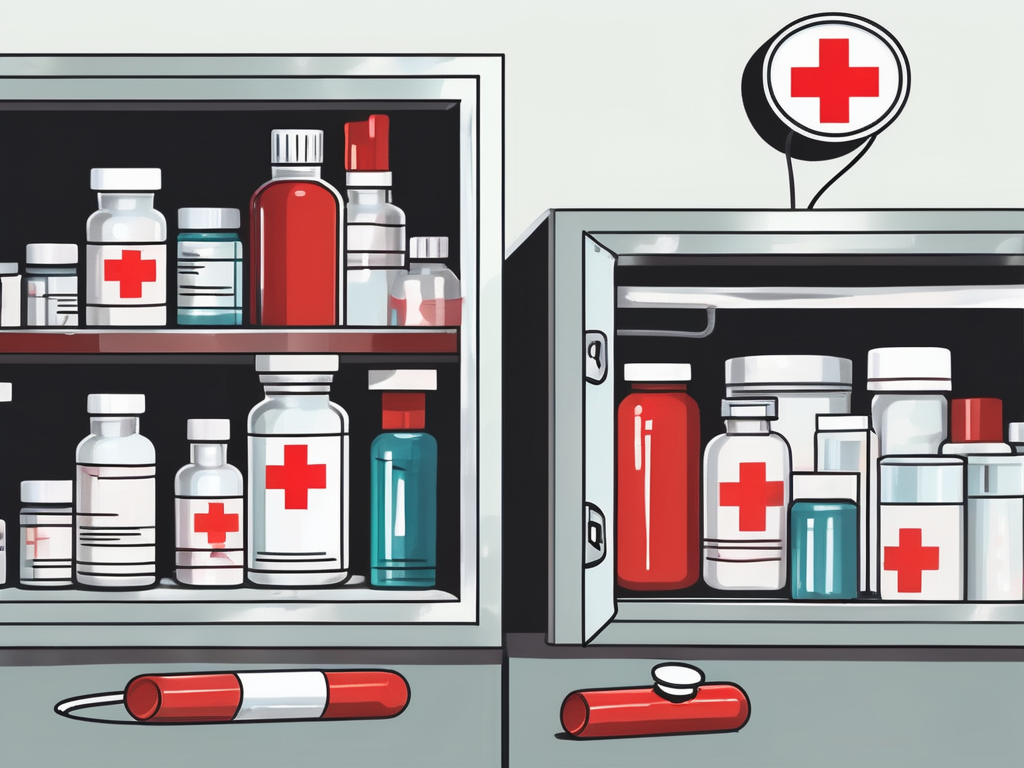 A medicine cabinet filled with various over-the-counter medications