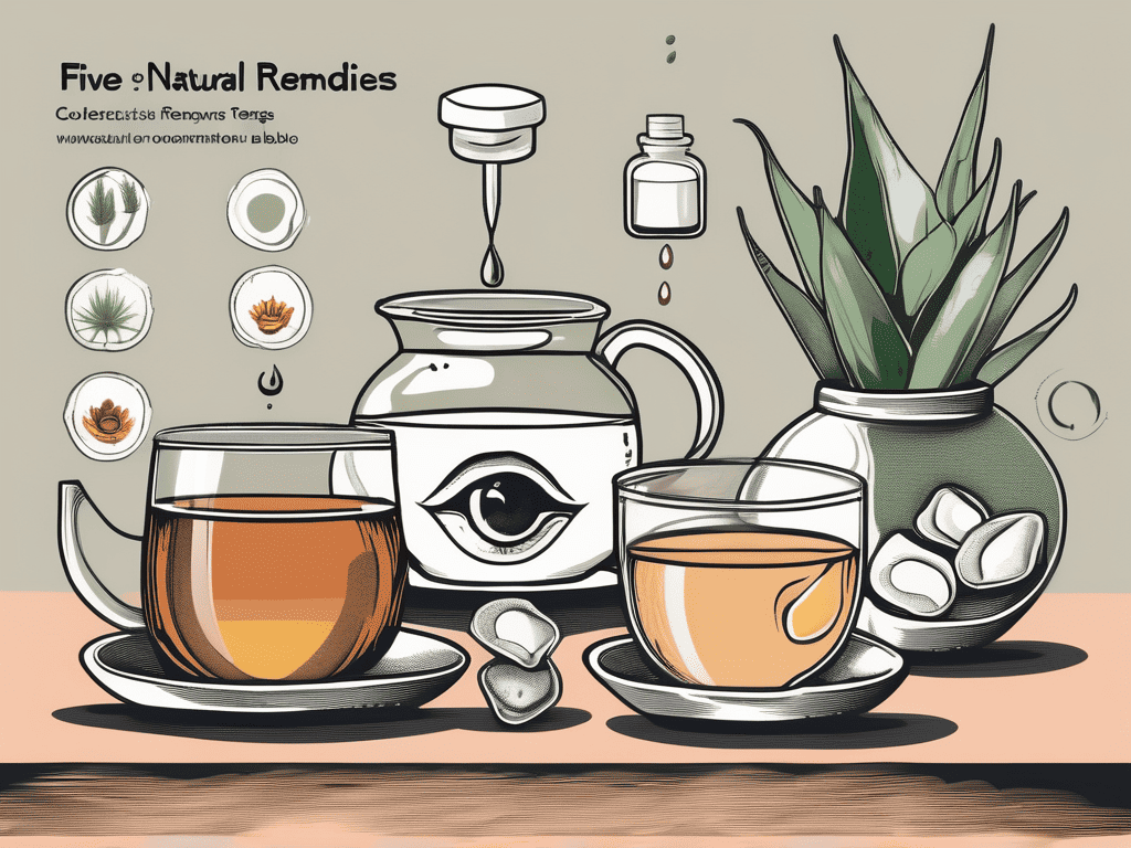 A collection of the five natural remedies (a warm compress