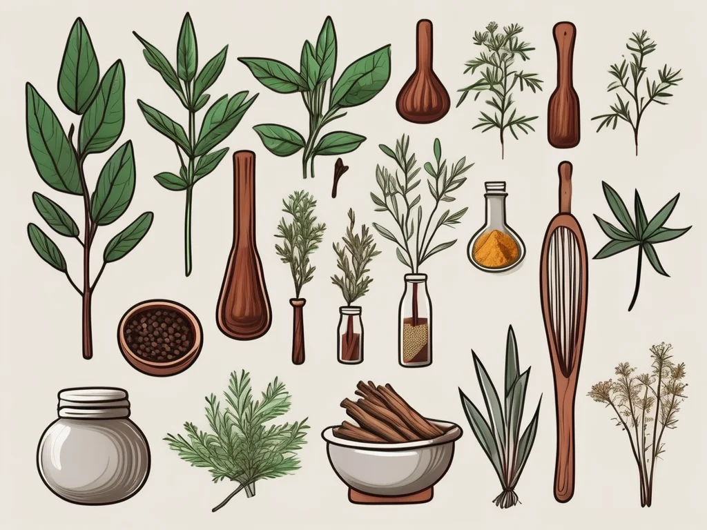 A collection of traditional unani medicine elements such as herbs
