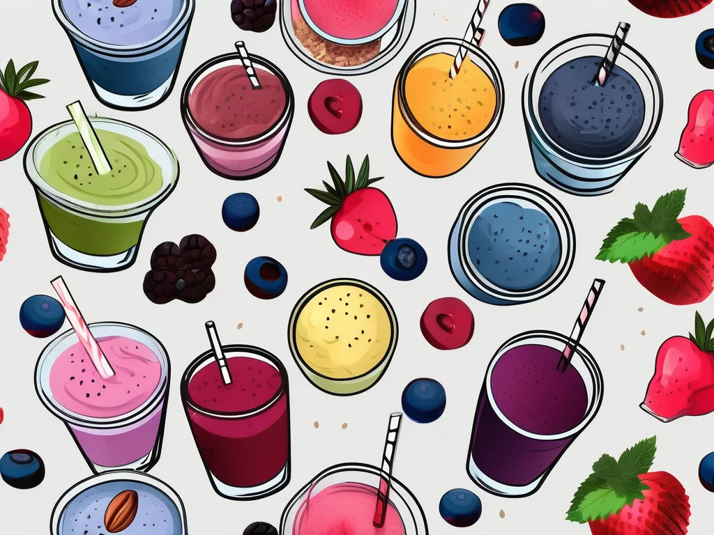 A variety of colorful smoothies in different glasses