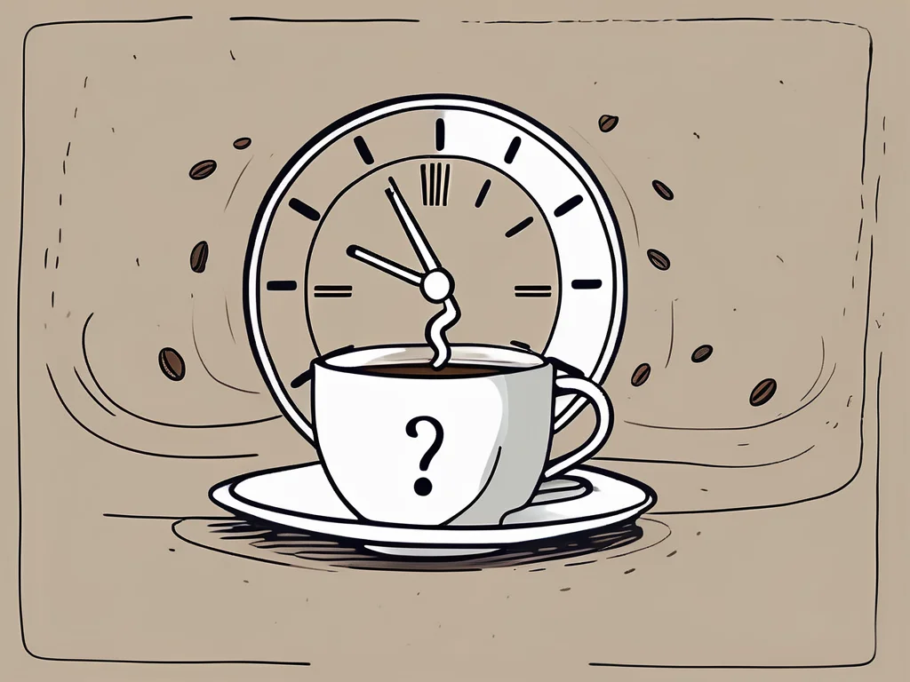 A coffee cup on one side and a clock showing fasting hours on the other