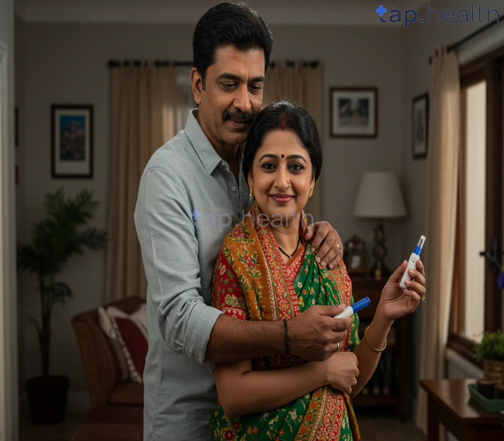 परिवार मधुमेह रोगी की देखभाल करता हुआ