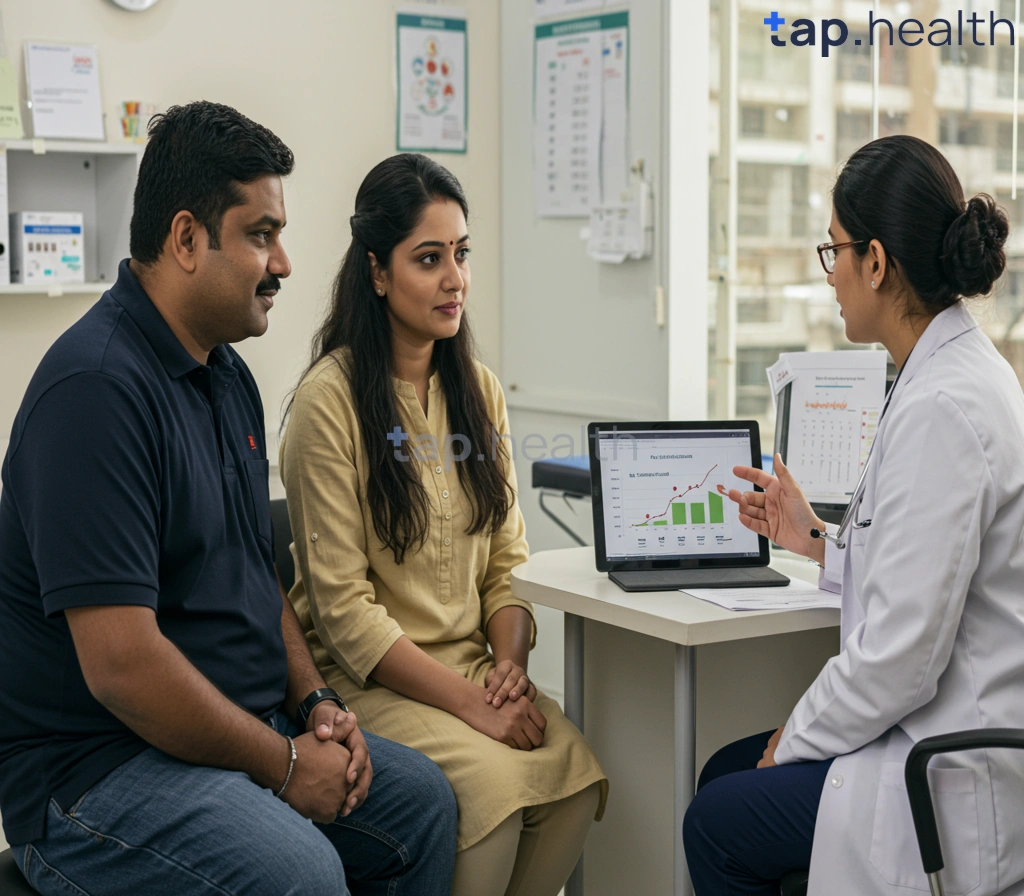 वृद्ध व्यक्ति स्वास्थ्य जांच करवाते हुए