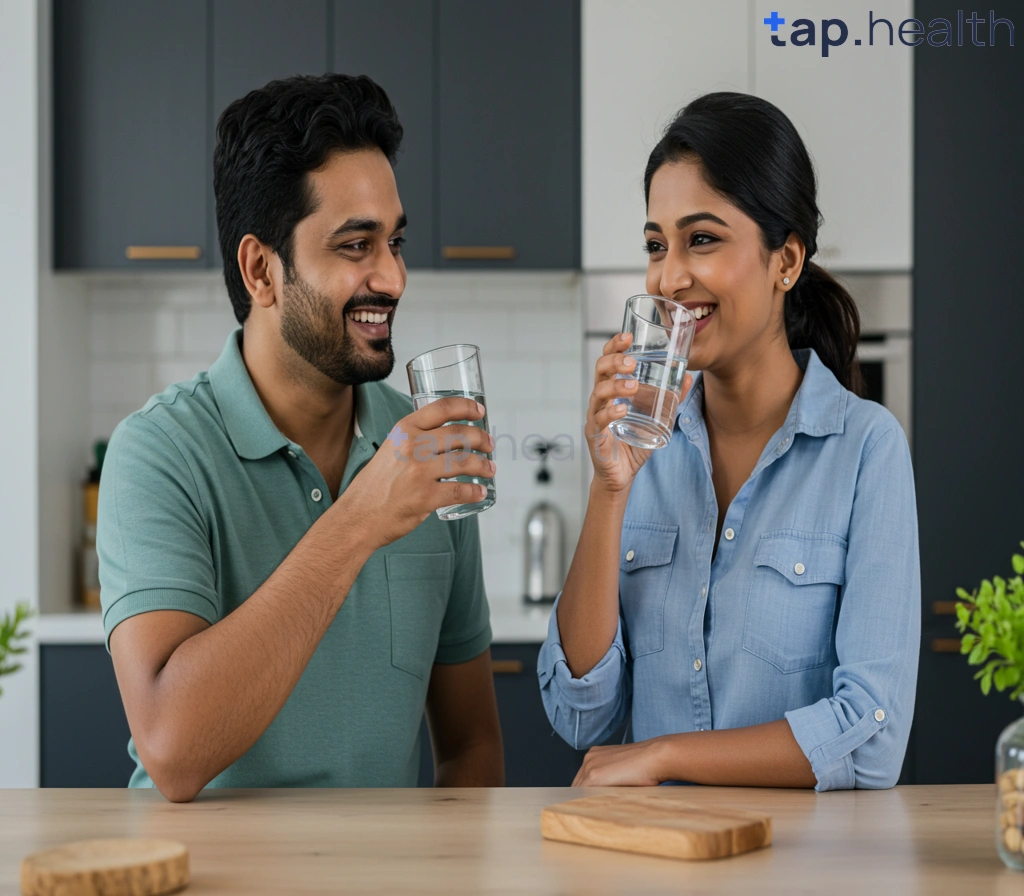 मधुमेह रोगी पानी पीते हुए