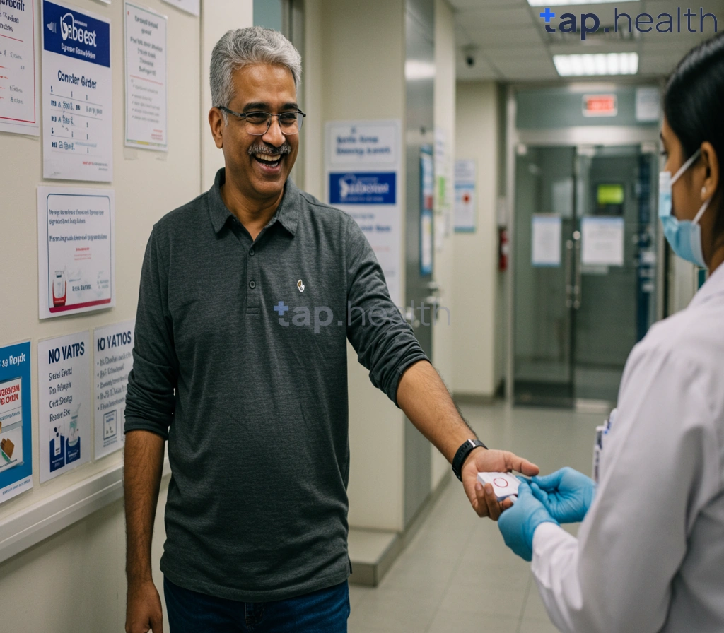 मधुमेह रोगी रक्तदान करते हुए तस्वीर