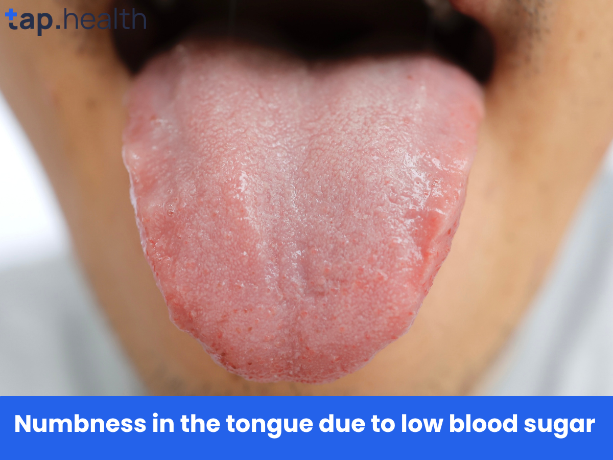 Numbness in the tongue due to low blood sugar