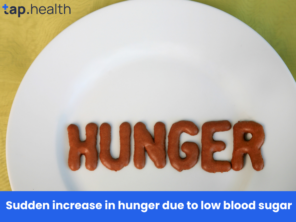 Sudden increase in hunger due to low blood sugar