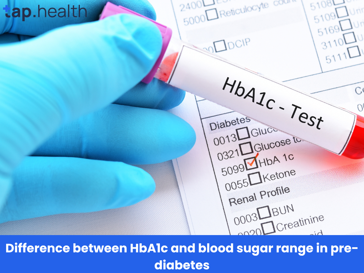 Difference between HbA1c and blood sugar range in pre-diabetes