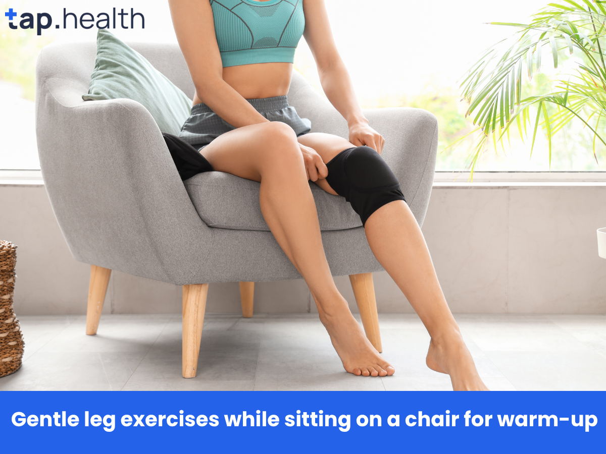 _Gentle leg exercises while sitting on a chair for warm-up