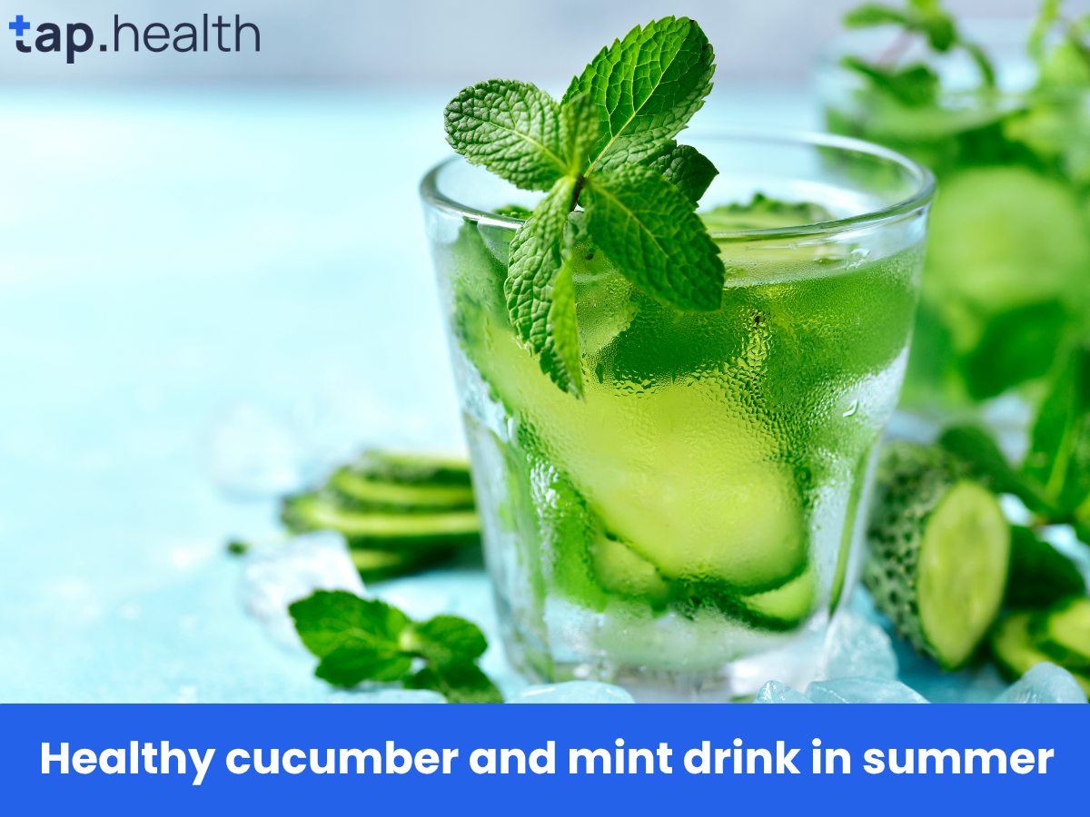 Healthy cucumber and mint drink in summer