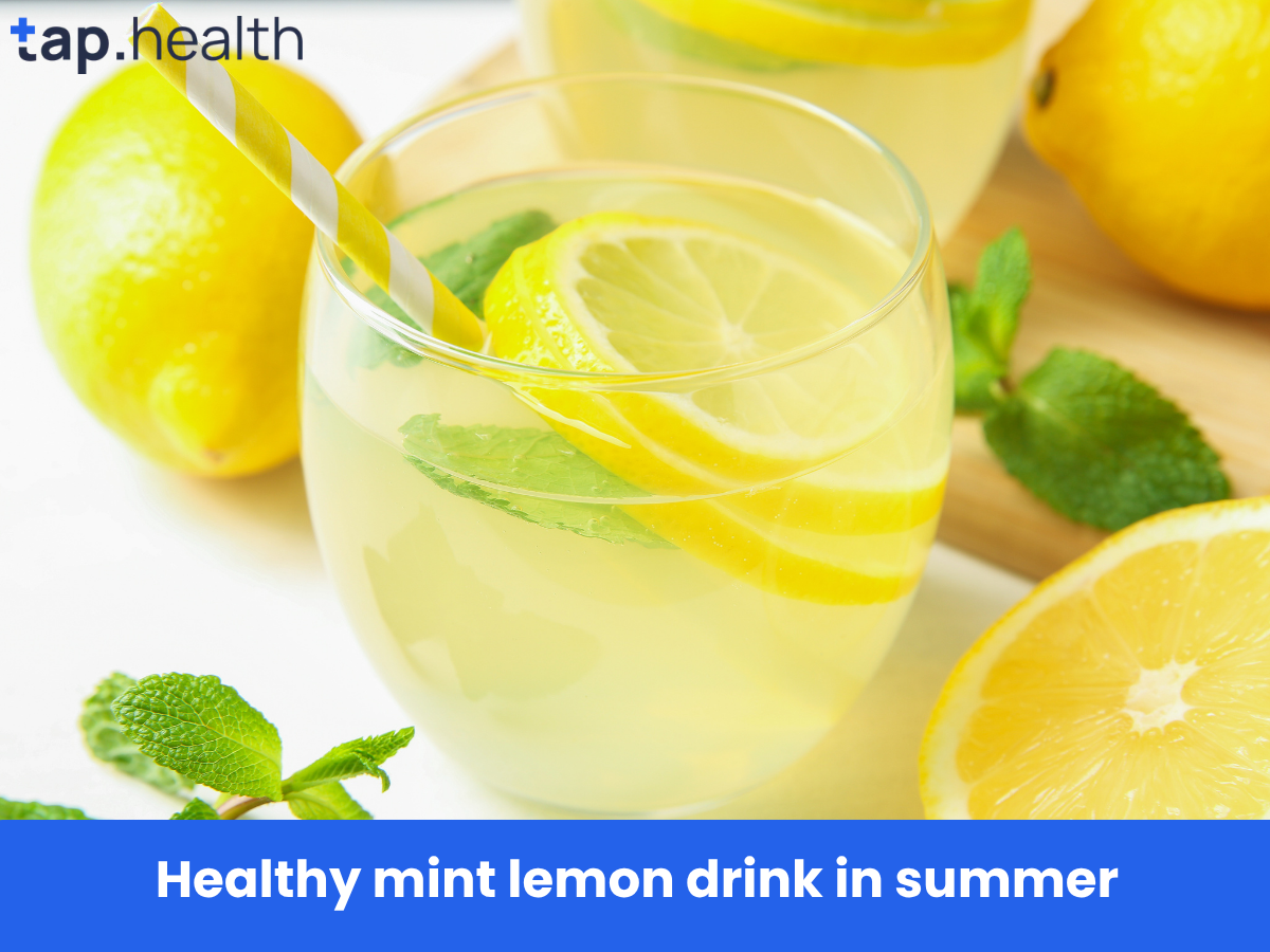 Healthy mint lemon drink in summer