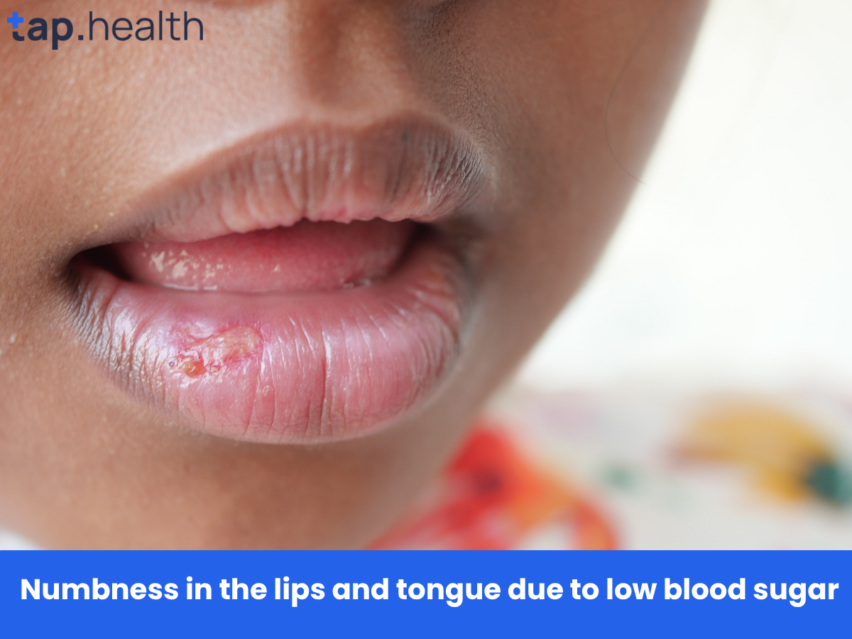 Numbness in the lips and tongue due to low blood sugar
