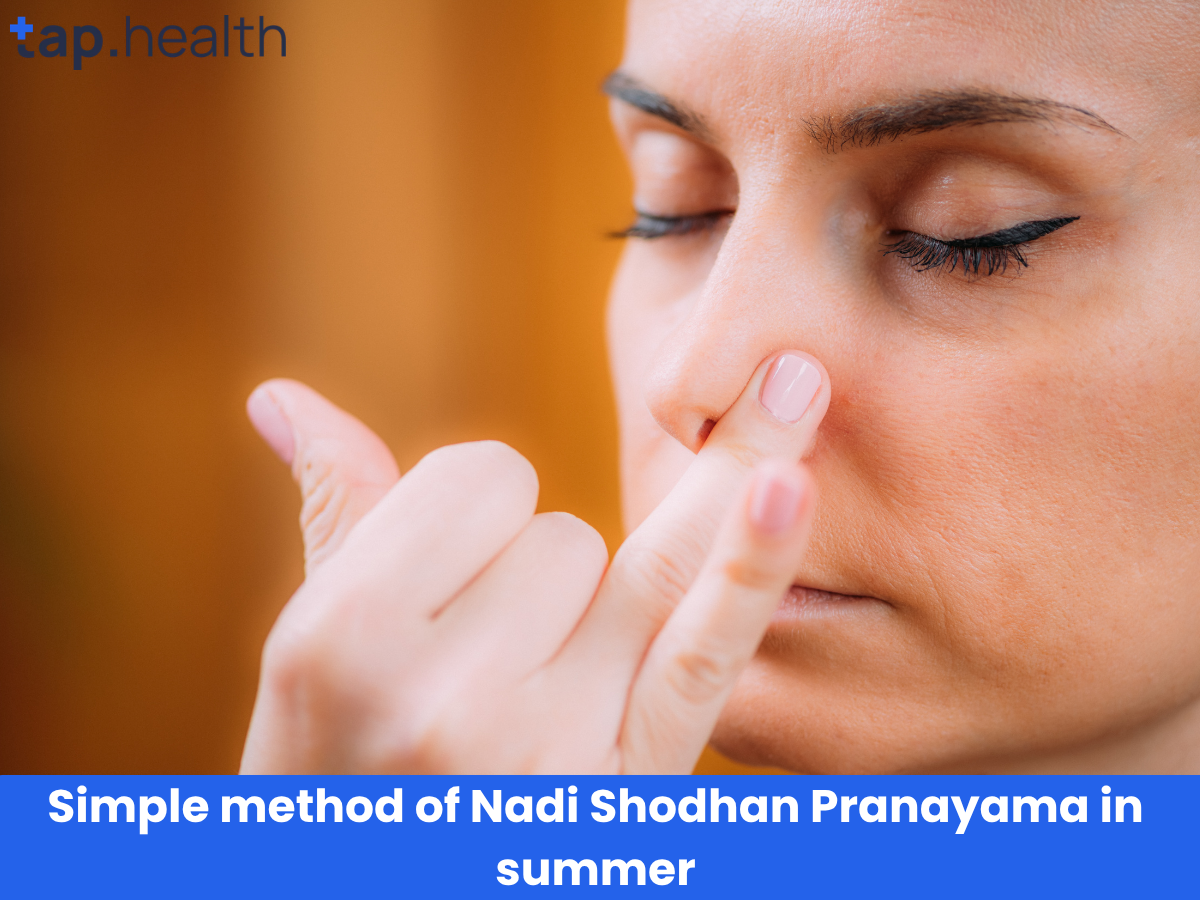 Simple method of Nadi Shodhan Pranayama in summer