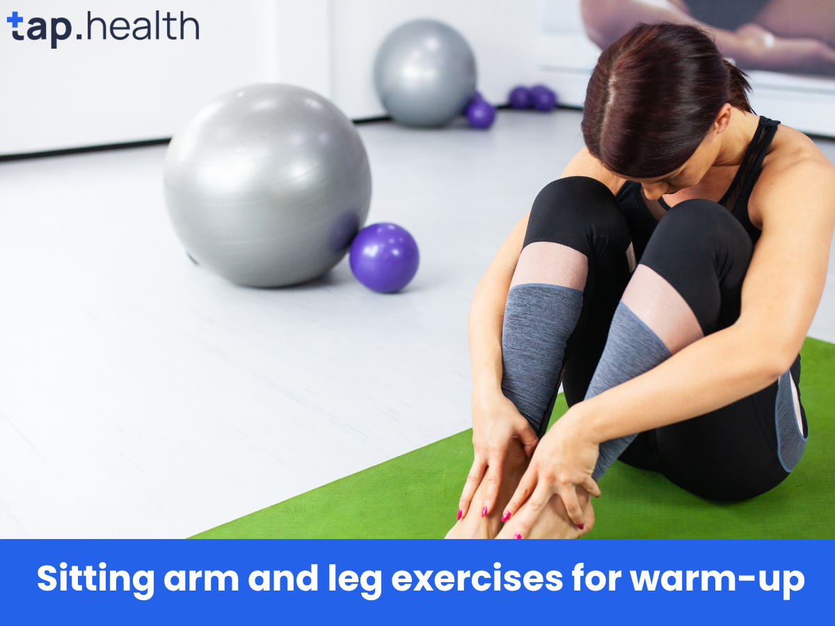 Sitting arm and leg exercises for warm-up