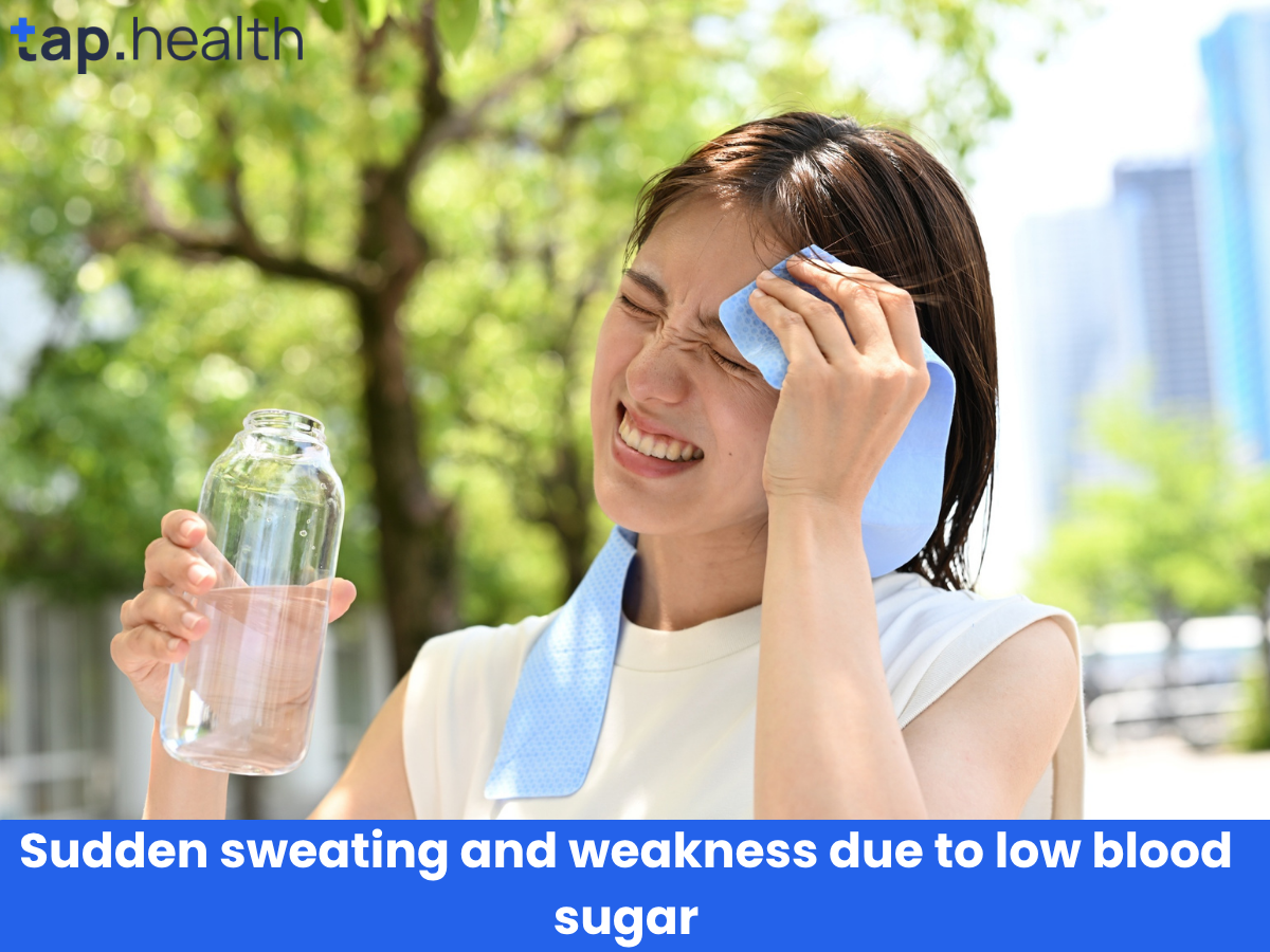 Sudden sweating and weakness due to low blood sugar