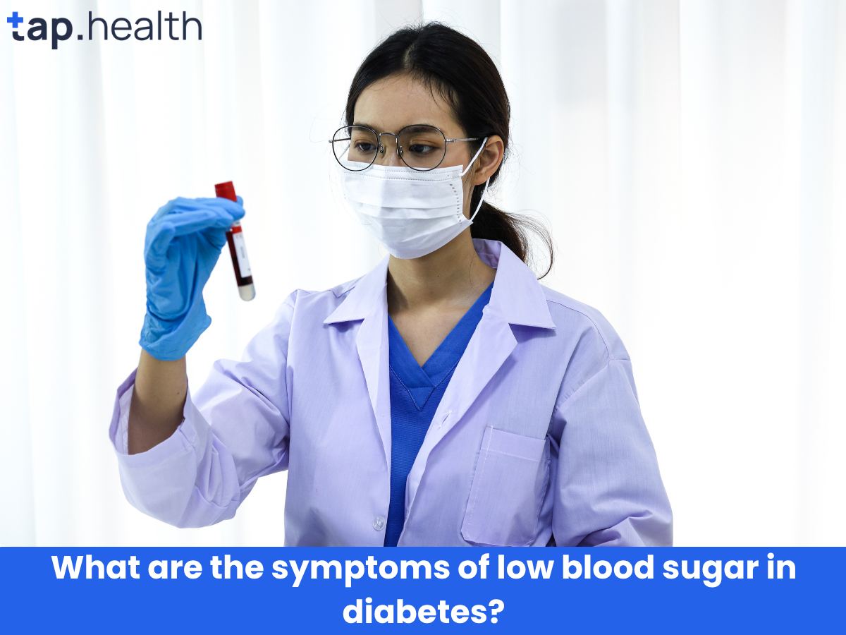 What are the symptoms of low blood sugar in diabetes