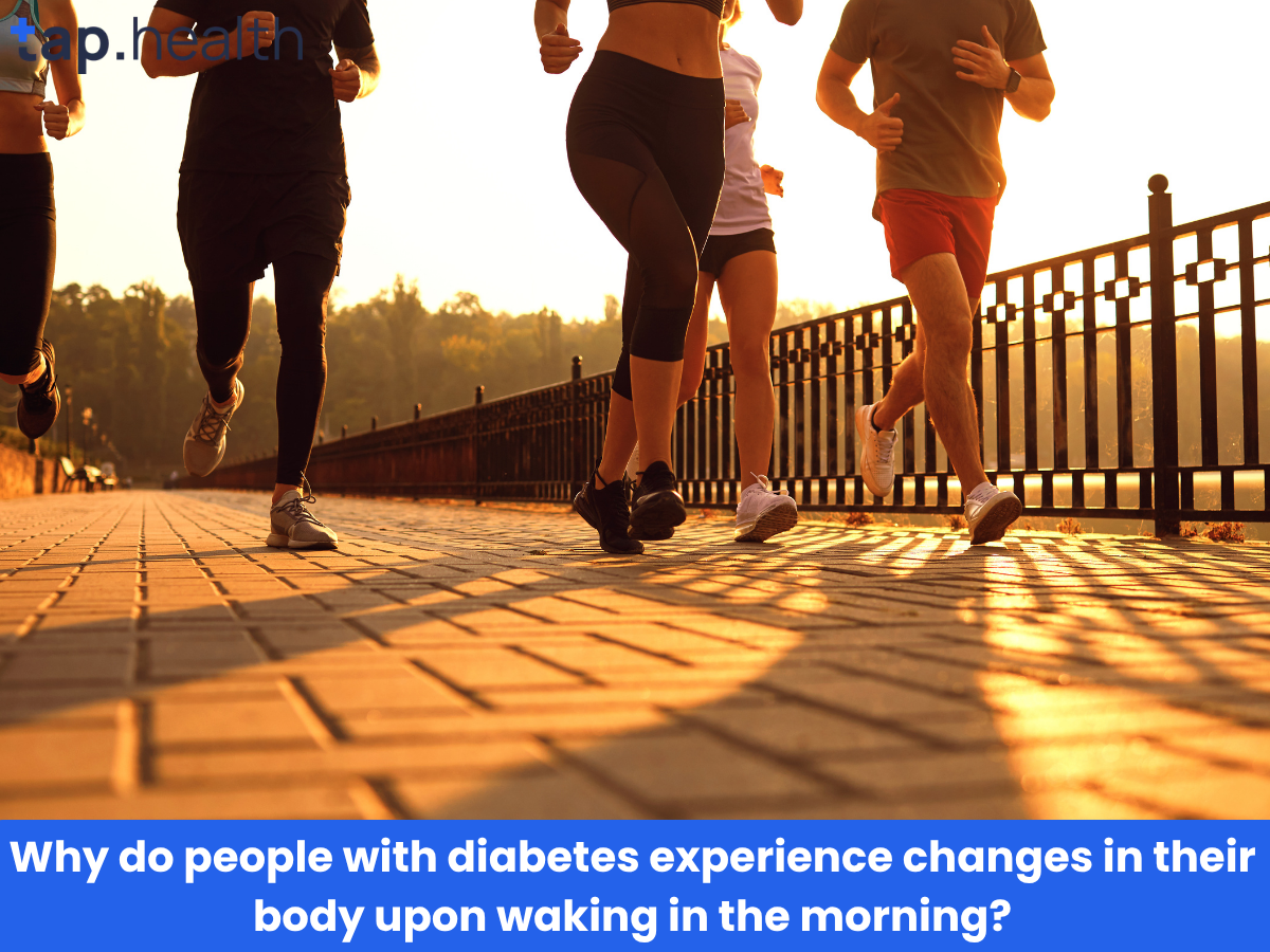 Why do people with diabetes experience changes in their body upon waking in the morning