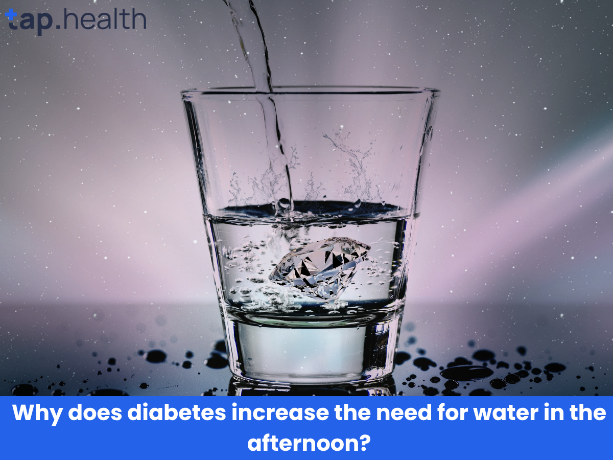 Why does diabetes increase the need for water in the afternoon