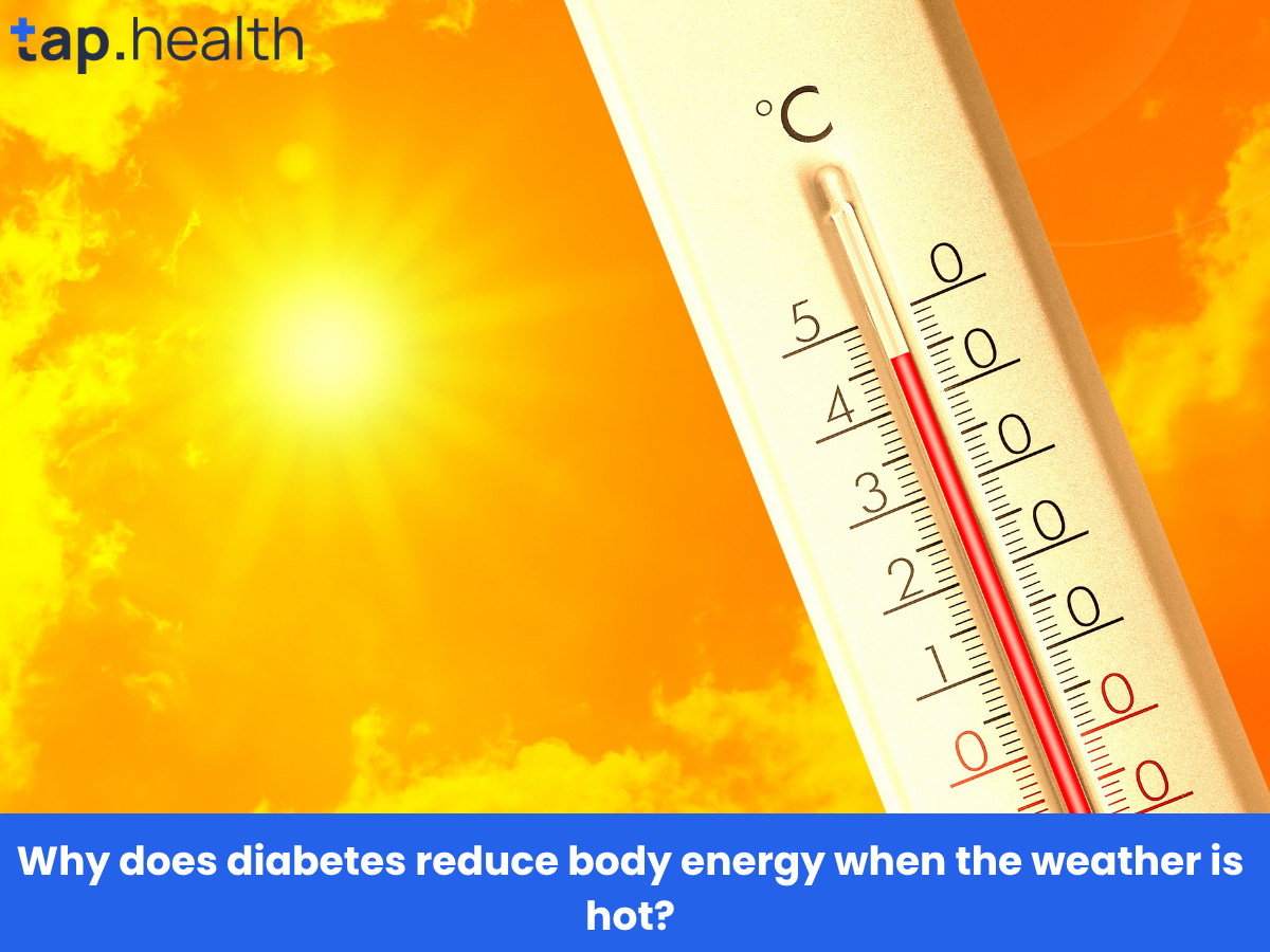 Why does diabetes reduce body energy when the weather is hot