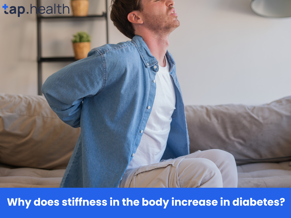 Why does stiffness in the body increase in diabetes