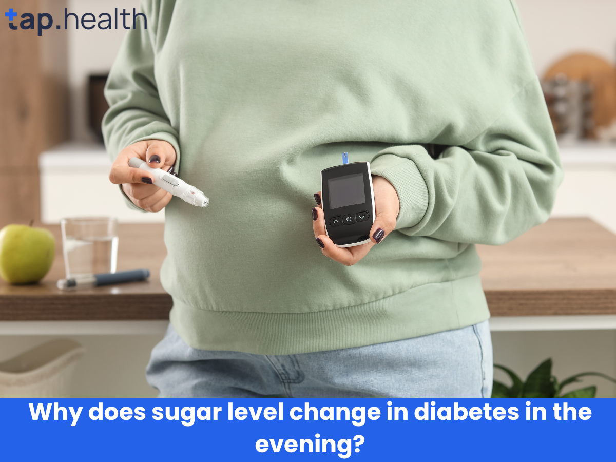 Why does sugar level change in diabetes in the evening