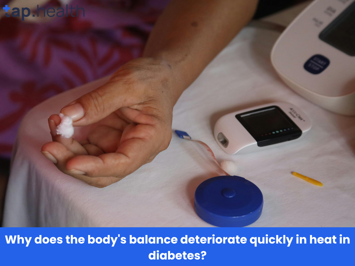 Why does the body's balance deteriorate quickly in heat in diabetes