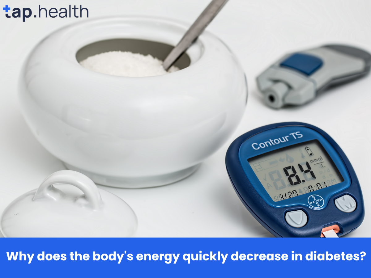Why does the body's energy quickly decrease in diabetes