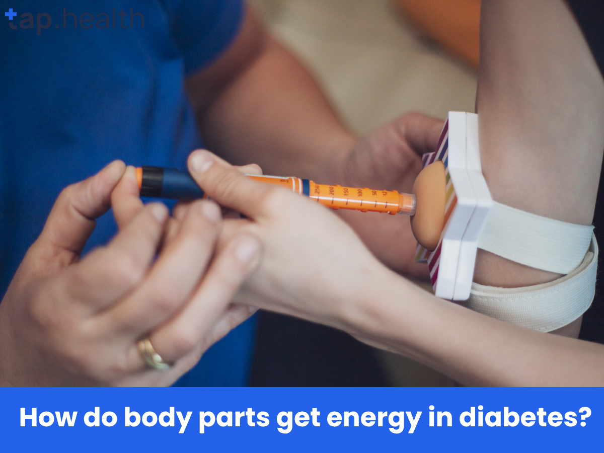 How do body parts get energy in diabetes