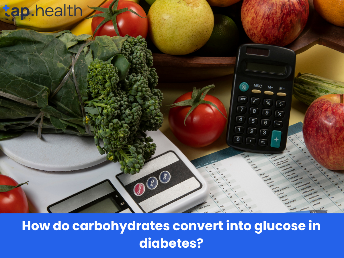How do carbohydrates convert into glucose in diabetes