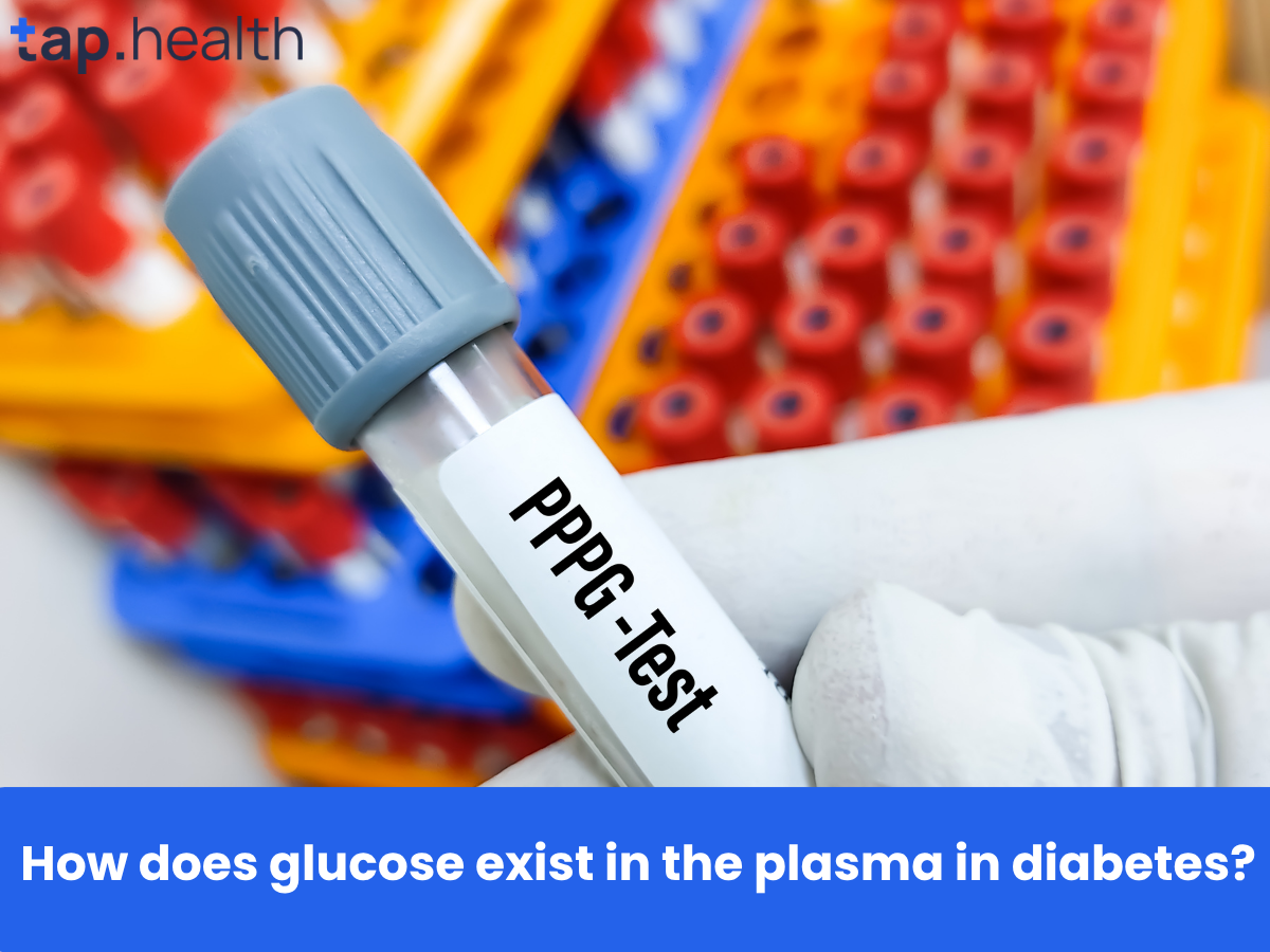 How does glucose exist in the plasma in diabetes