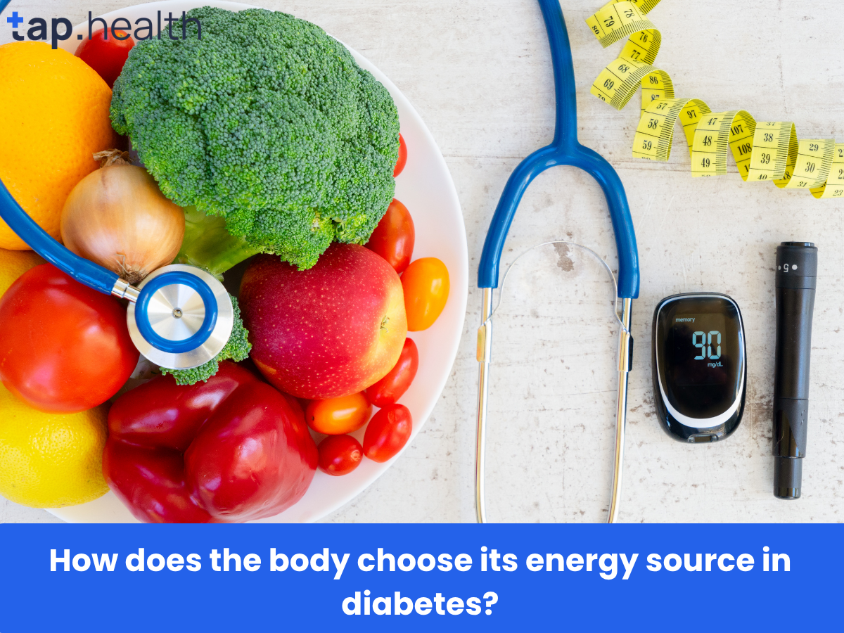 How does the body choose its energy source in diabetes