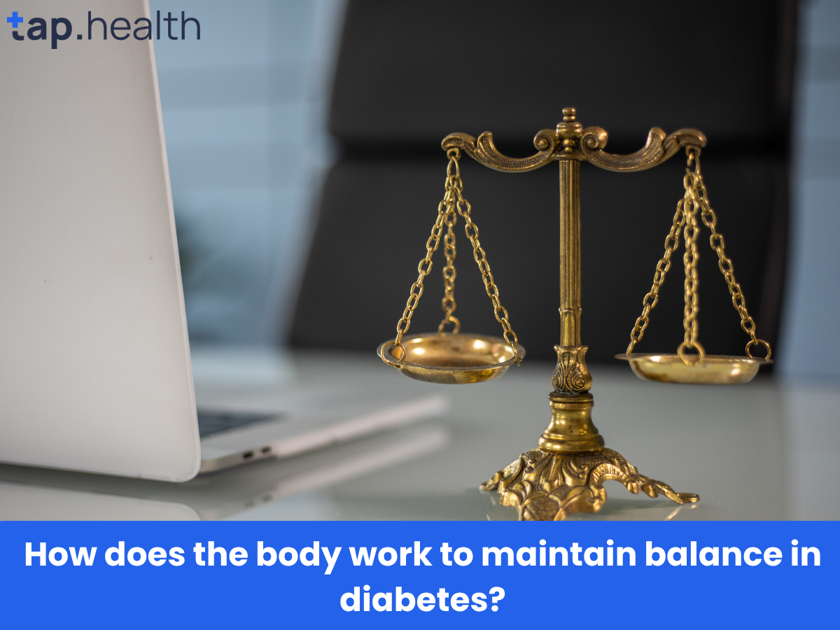How does the body work to maintain balance in diabetes