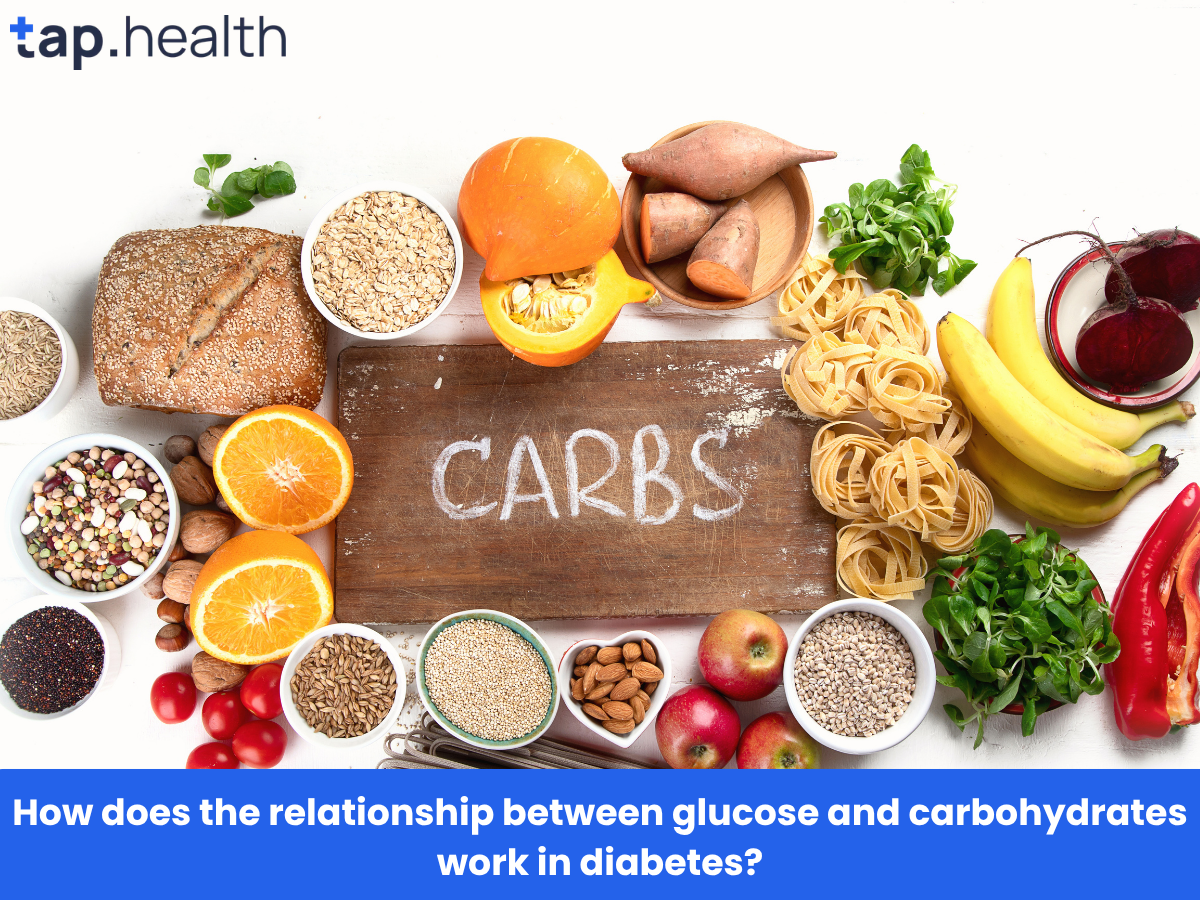 How does the relationship between glucose and carbohydrates work in diabetes