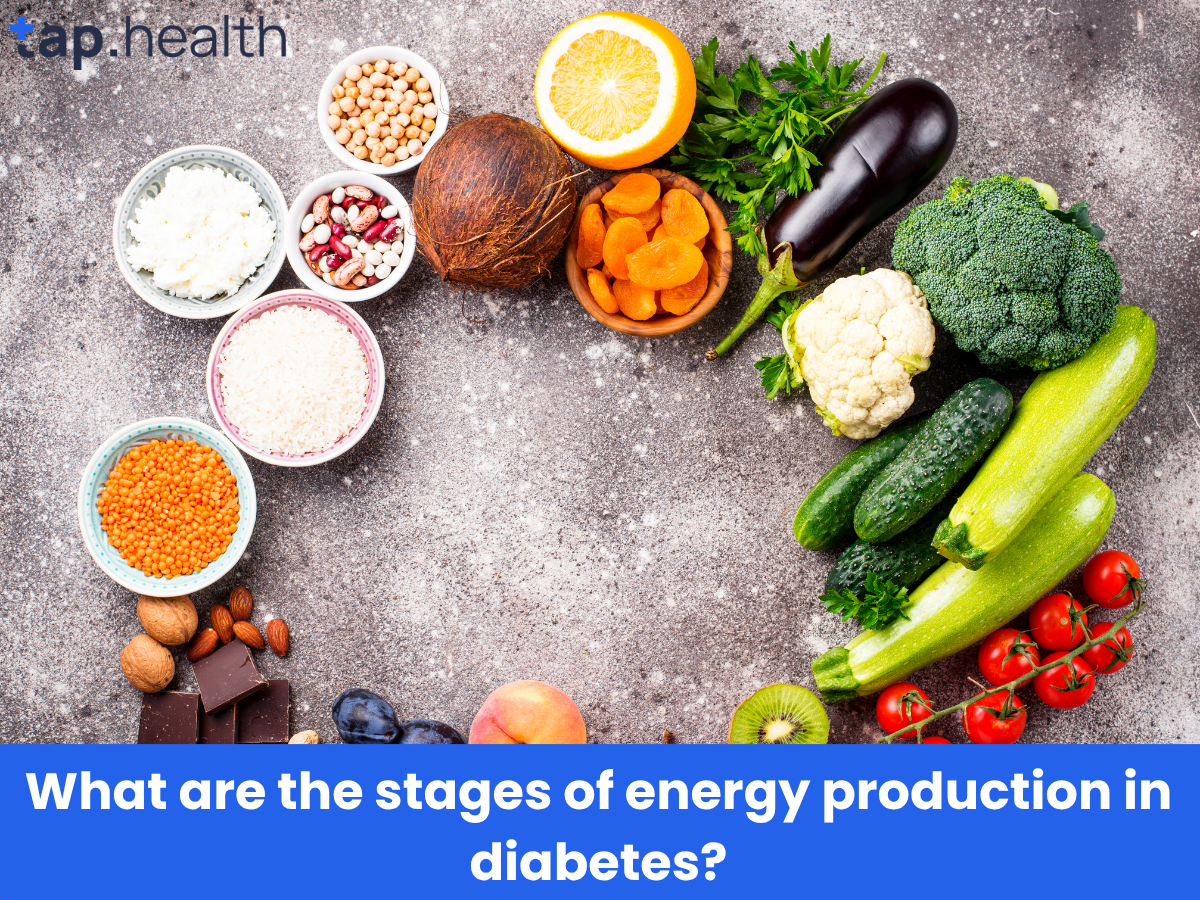 What are the stages of energy production in diabetes