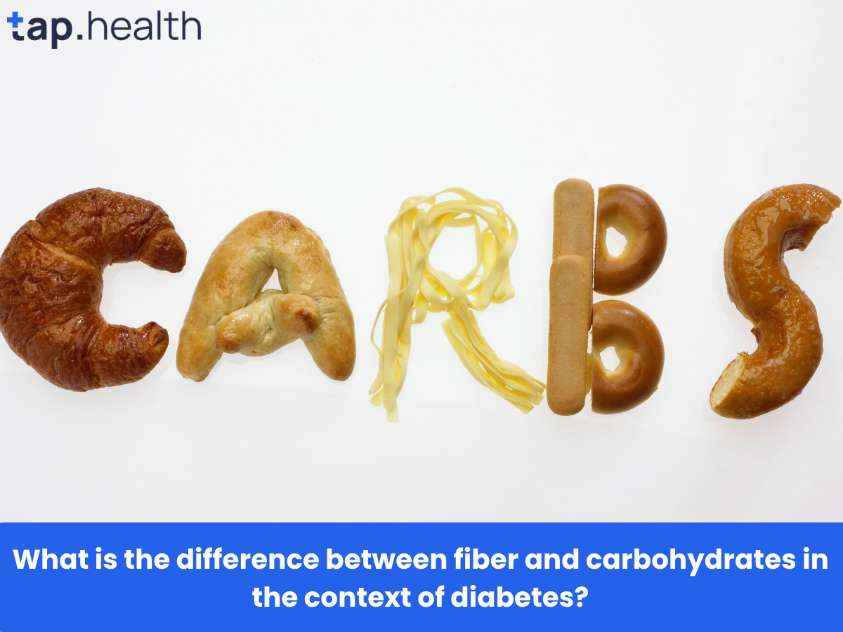 What is the difference between fiber and carbohydrates in the context of diabetes