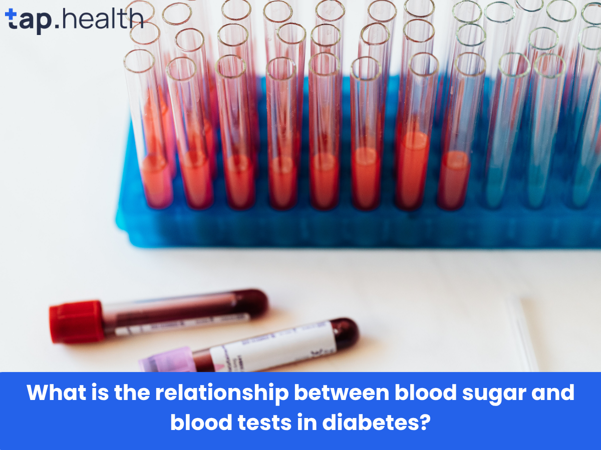What is the relationship between blood sugar and blood tests in diabetes