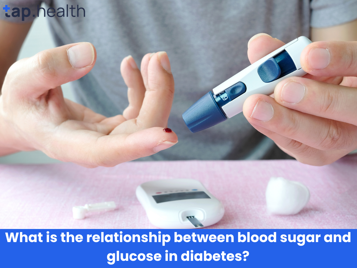 What is the relationship between blood sugar and glucose in diabetes