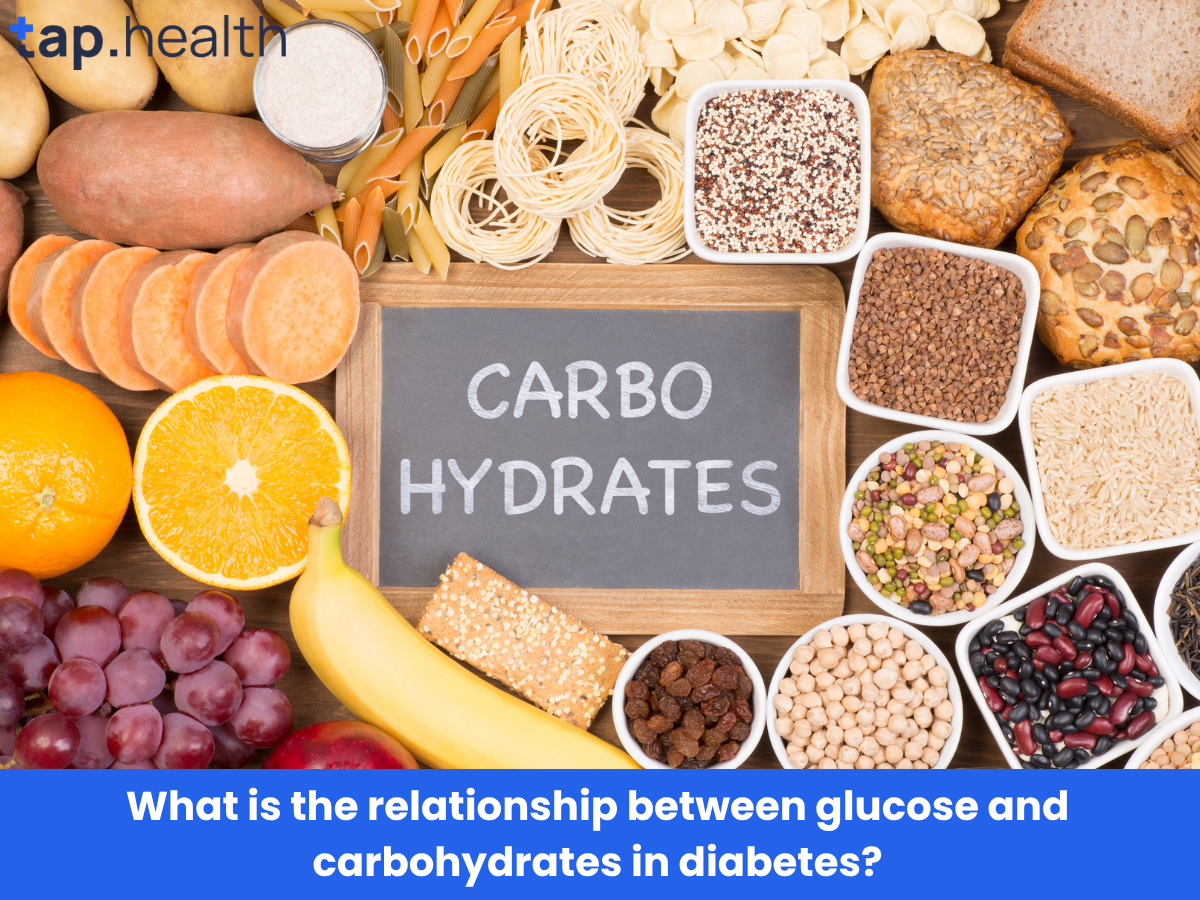 What is the relationship between glucose and carbohydrates in diabetes