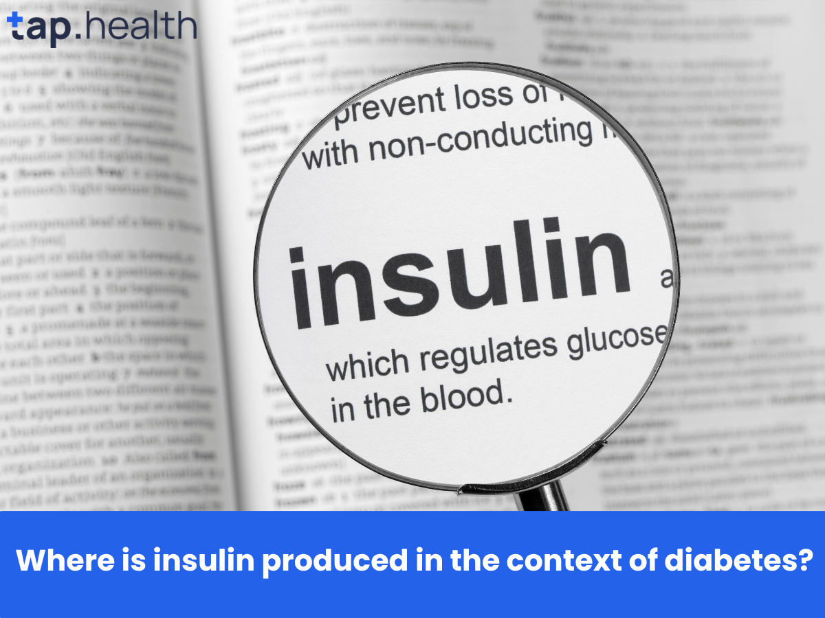 Where is insulin produced in the context of diabetes