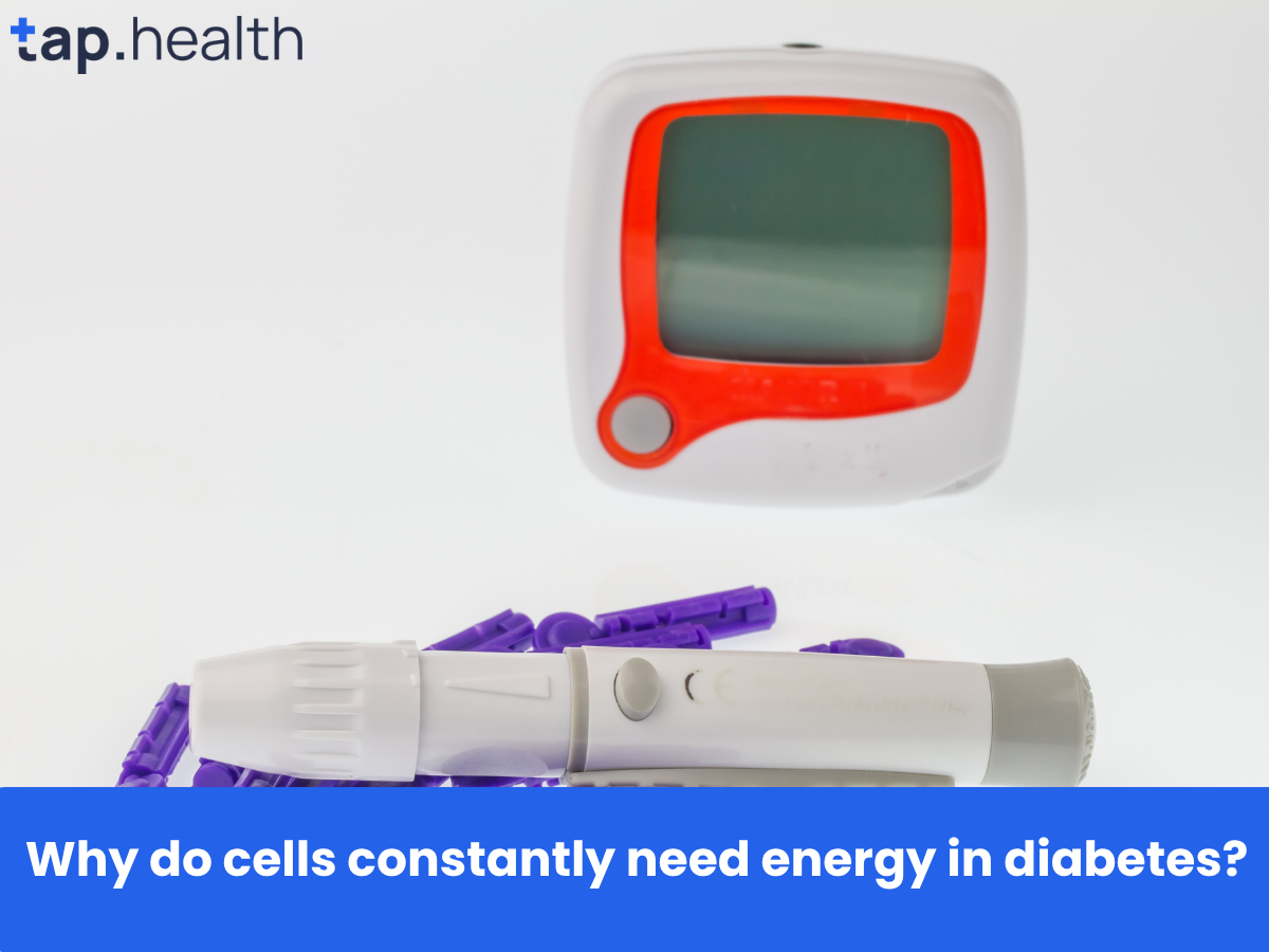 Why do cells constantly need energy in diabetes